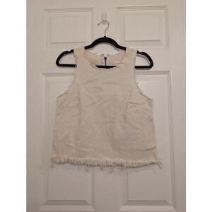 Revolve x TULAROSA Beige Frayed Hem Tank Top S Swing Top